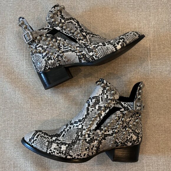 Jeffrey Campbell Rylance Studded Grey Snake Silver Ankle Bootie - Picture 2 of 8